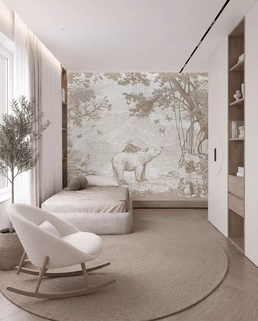 murales Bosque de hadas con adorables animales u95425