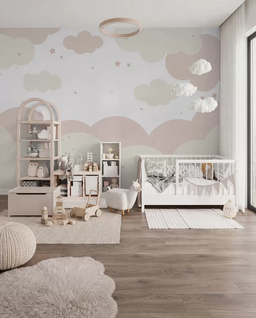 Wall Mural Photo Wallpaper Clouds and stars in pastel colors u95398