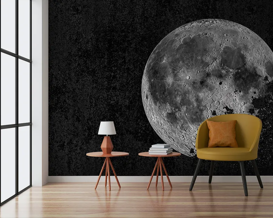 murales Diseño de papel pintado con luna disuelta sobre fondo negro grunge u95521