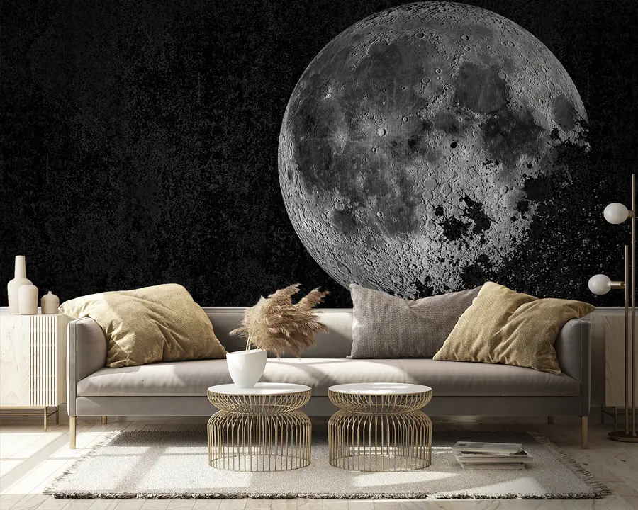 Wall Mural Photo Wallpaper Wallpaper design with dissolved moon on black grunge background u95521
