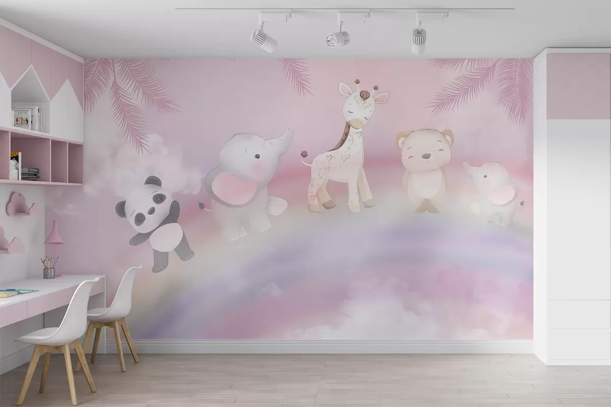murales Animales en el arco iris u95382