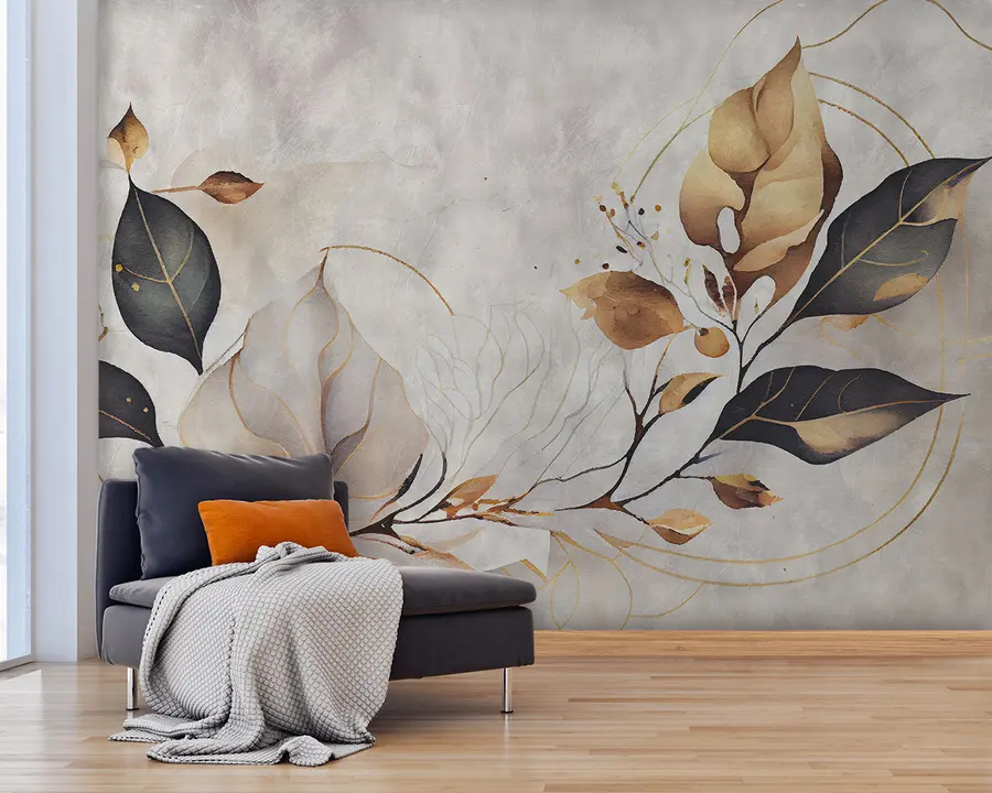 Wall Mural Photo Wallpaper Delicate leaves in loft style u95646