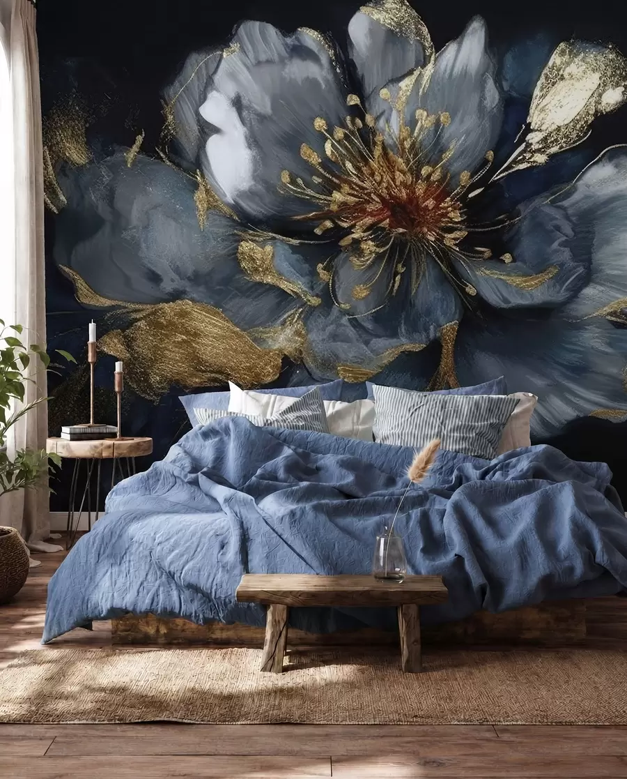 wall murals Large blue flower with veins u95657