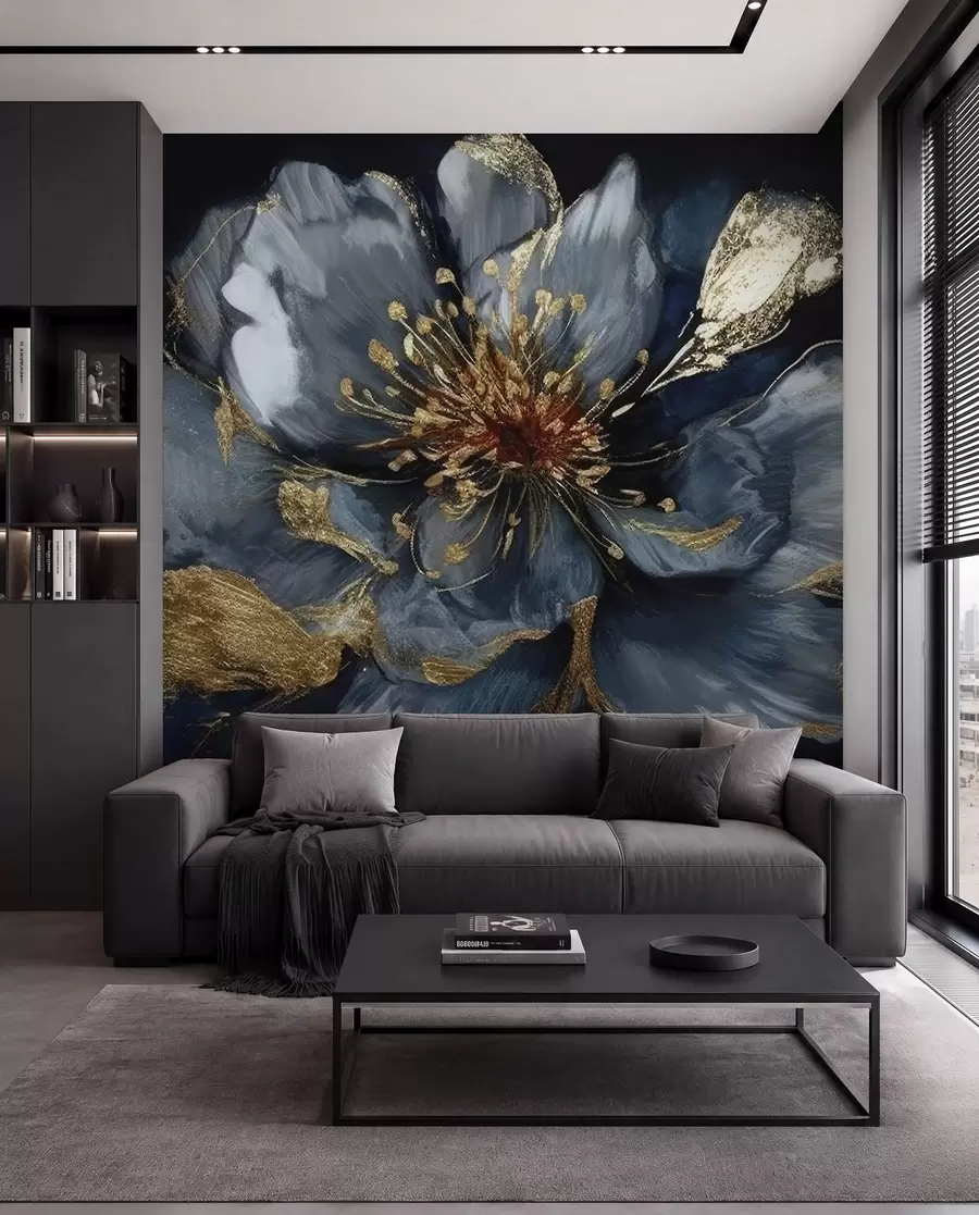 Wall Mural Photo Wallpaper Large blue flower with veins u95657