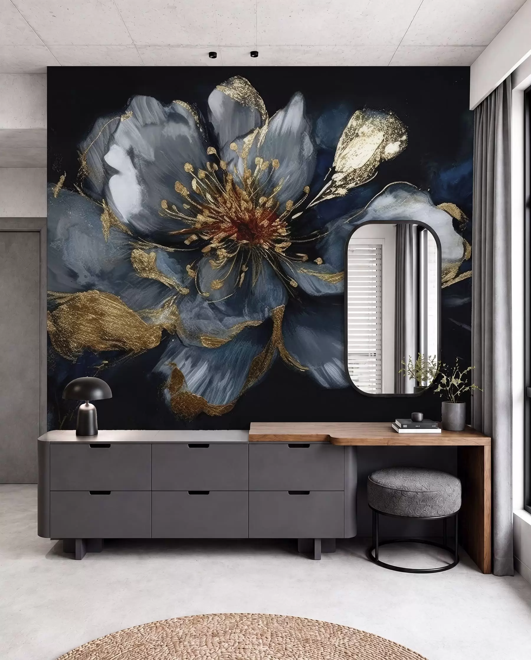 wall murals Midnight Blue Blossom u95657