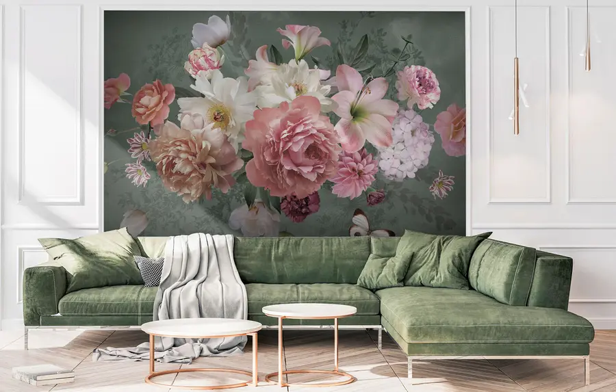 peintures murales Un jardin de fleurs avec un papillon u95818