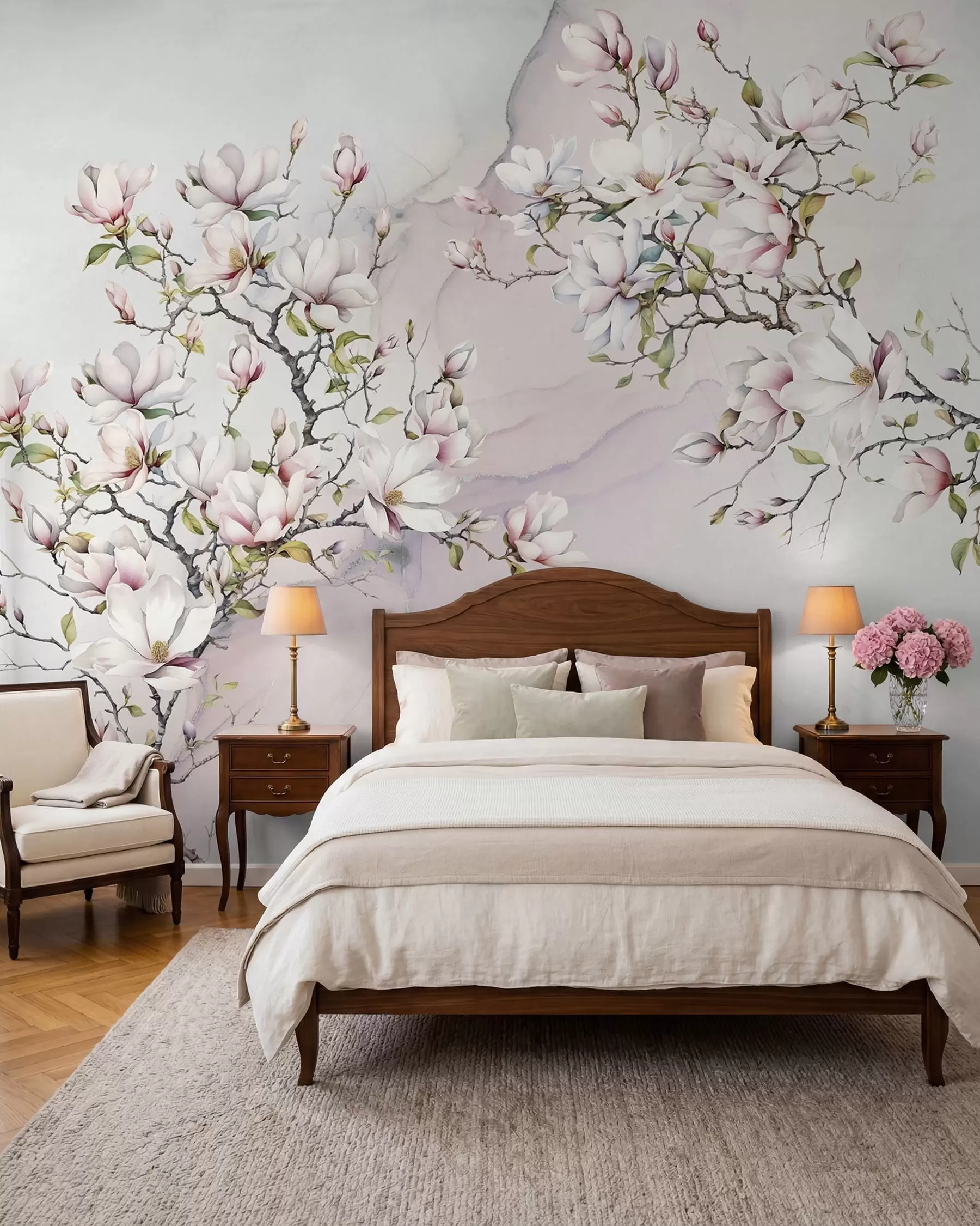 Wall Mural Photo Wallpaper Magnolia on Marble u96114
