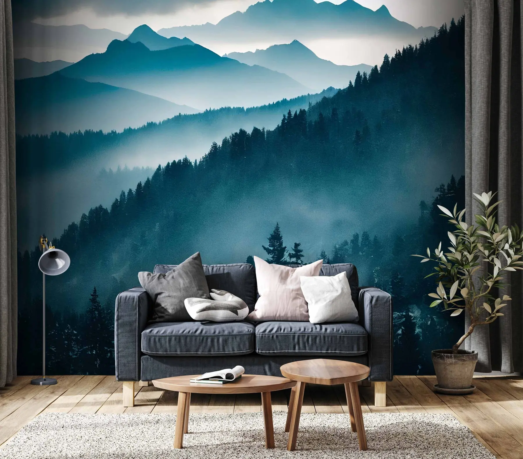 murales Paisaje de montaña mundo azul u96041