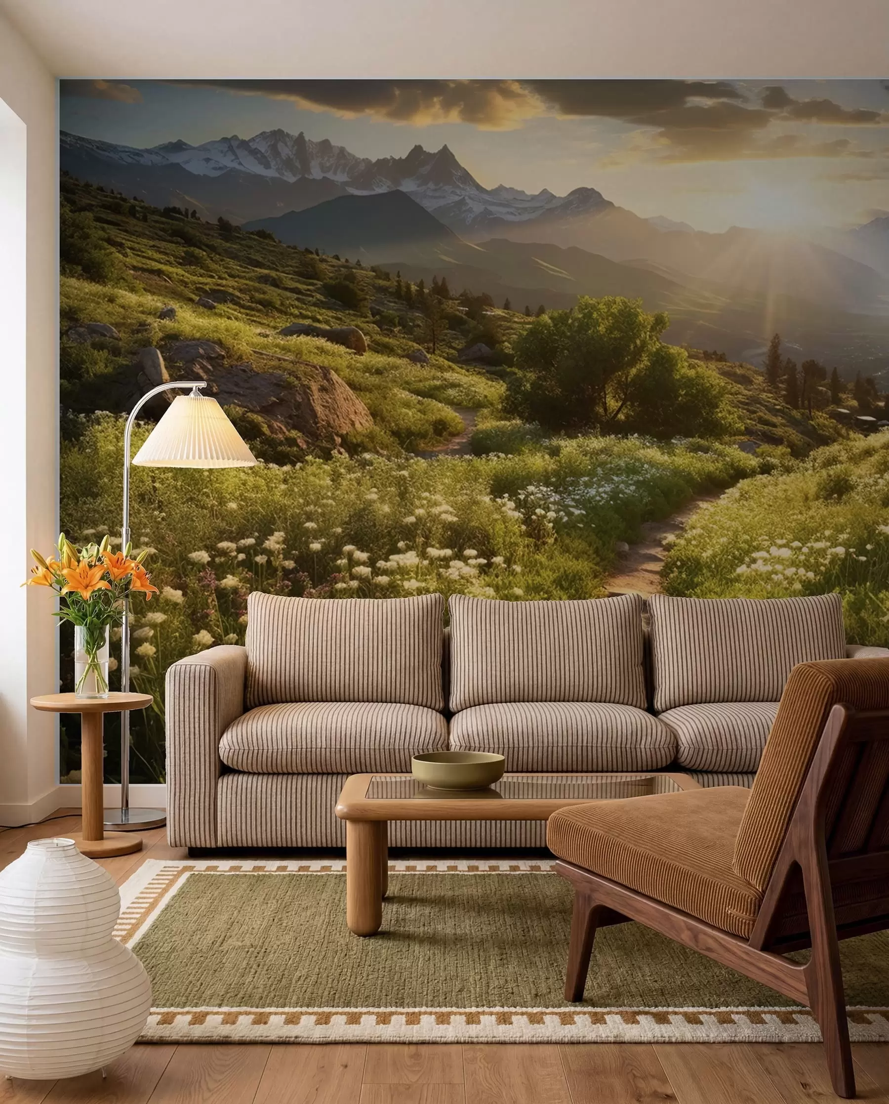 peintures murales Prairie alpine au couchant u96209