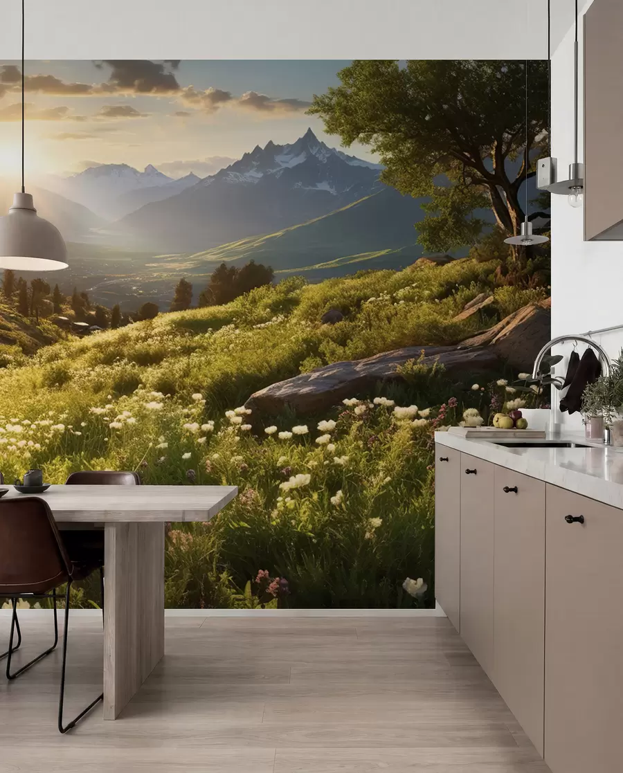 peintures murales Paysage de montagne au coucher du soleil u96209