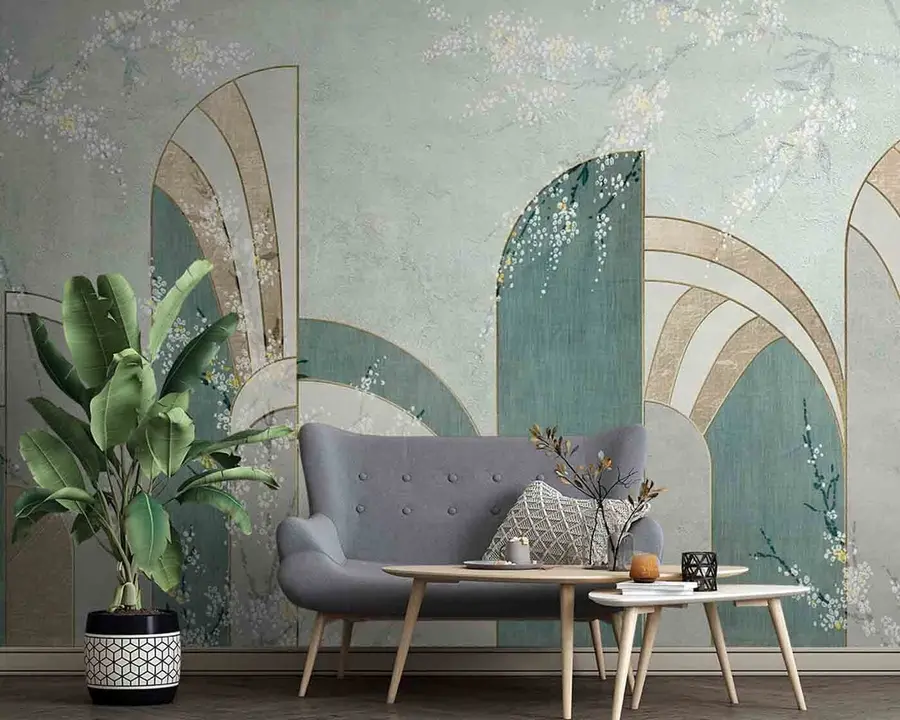 Wall Mural Photo Wallpaper Floral branches appearing between the panels u96316
