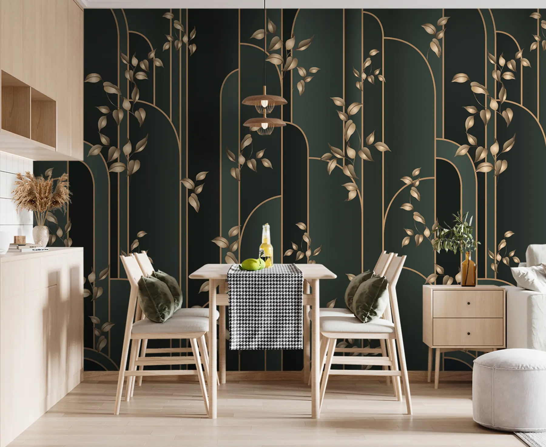 Wall Mural Photo Wallpaper Abstract art deco with leaves u95842