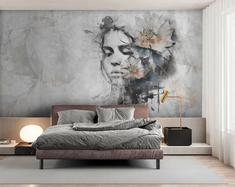 Wall Mural Photo Wallpaper Silhouette of a girl's face on a concrete wall u96118