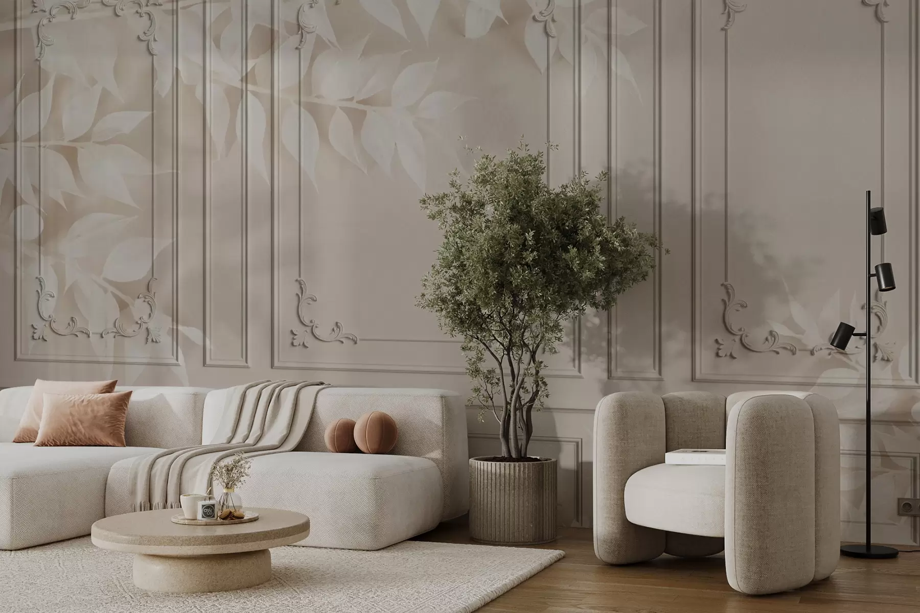 peintures murales Panneaux de boiserie classique anglaise avec feuilles u96165