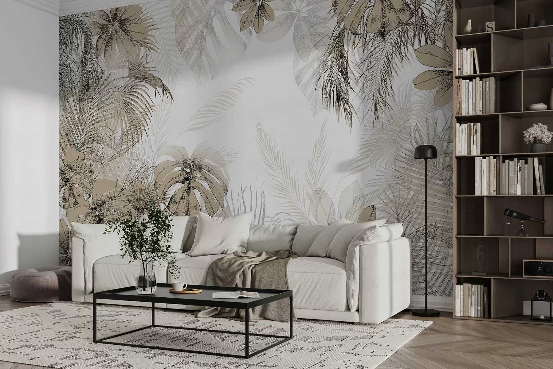 Wall Mural Photo Wallpaper Tropical trees and leaves in the forest on a white background u96472