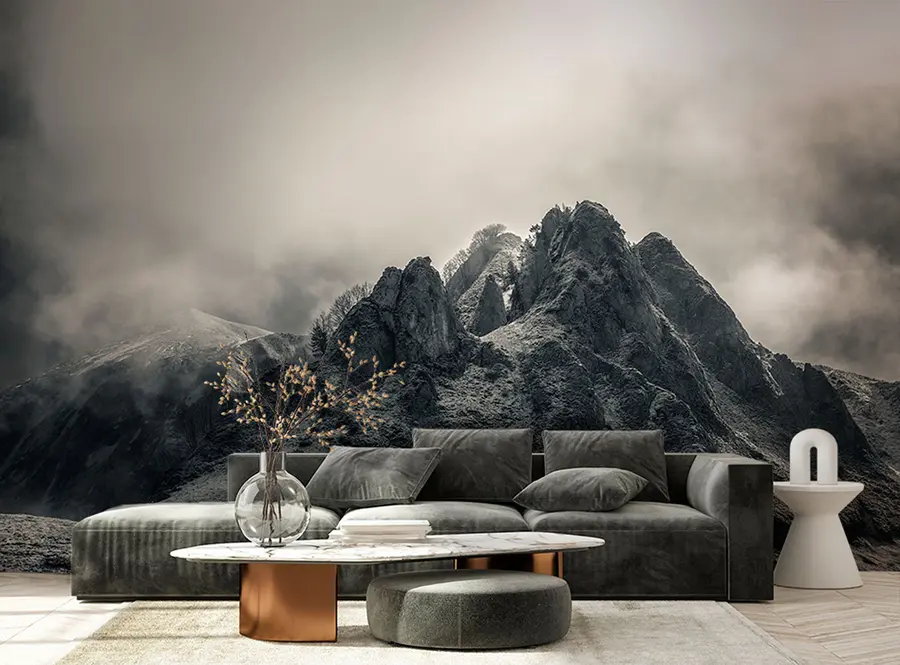 Wall Mural Photo Wallpaper Mysterious black mountain with dramatic cloudy sky u96473
