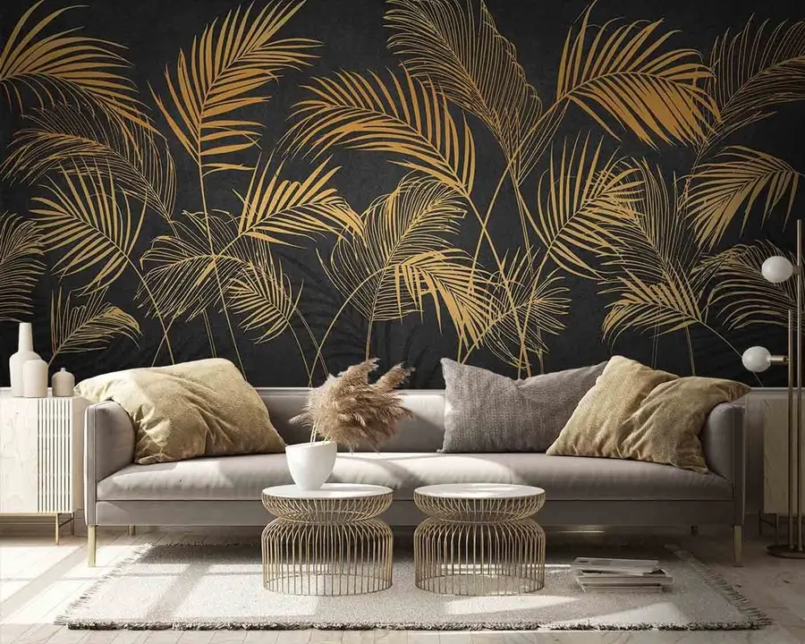 Wall Mural Photo Wallpaper Palm leaves with concrete wall u96317