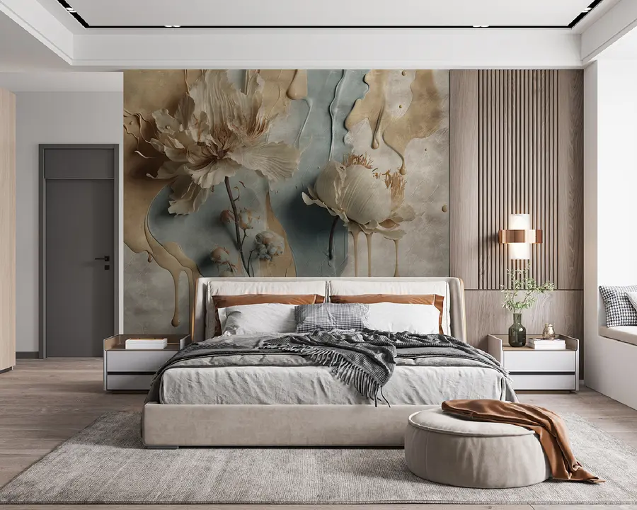 Wall Mural Photo Wallpaper Flowers and paint streaks u95662