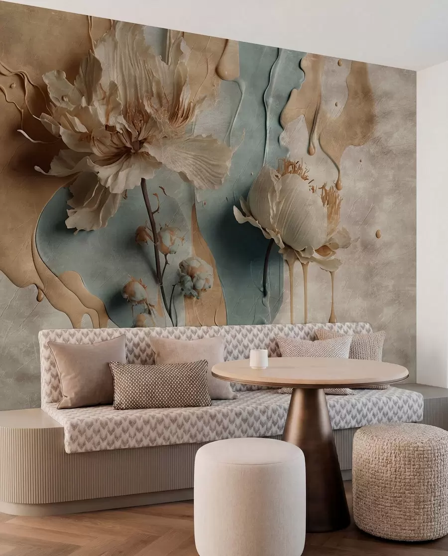Wall Mural Photo Wallpaper Flowers and paint streaks u95662