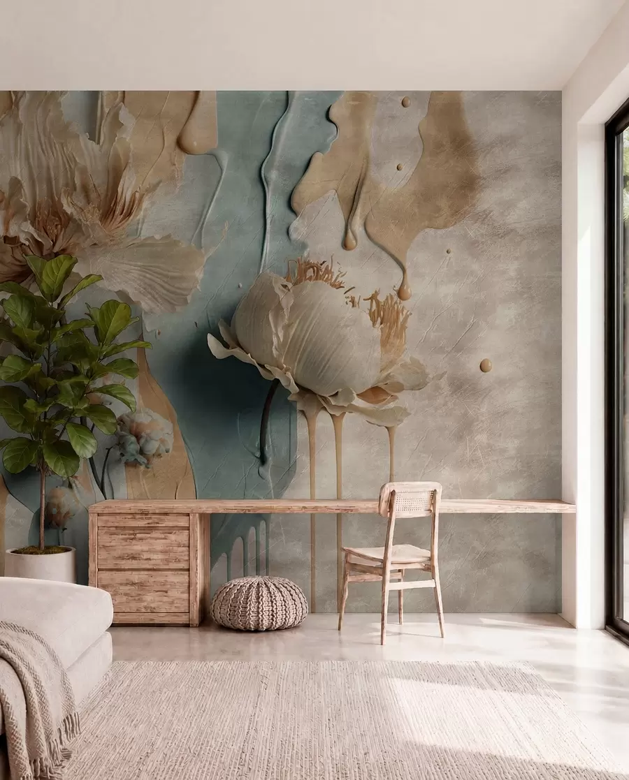 Wall Mural Photo Wallpaper Flowers and paint streaks u95662
