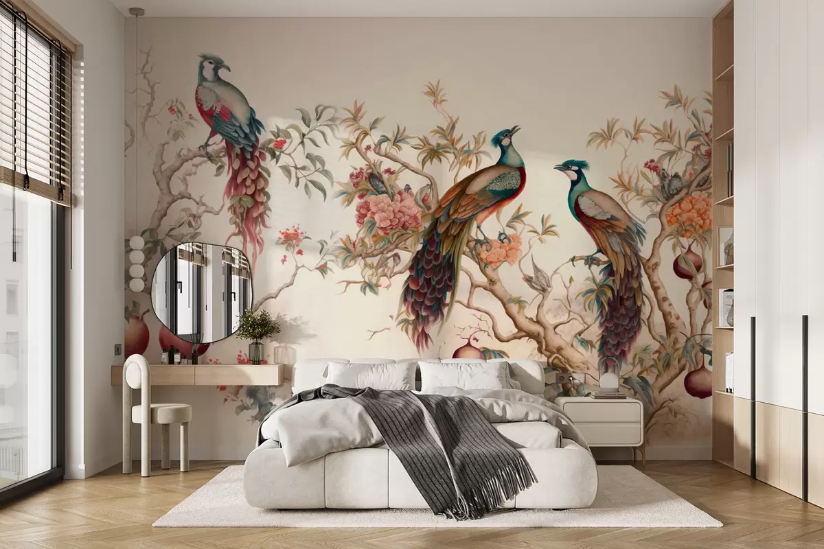 peintures murales Oiseaux sur les branches d'une grenade u95667