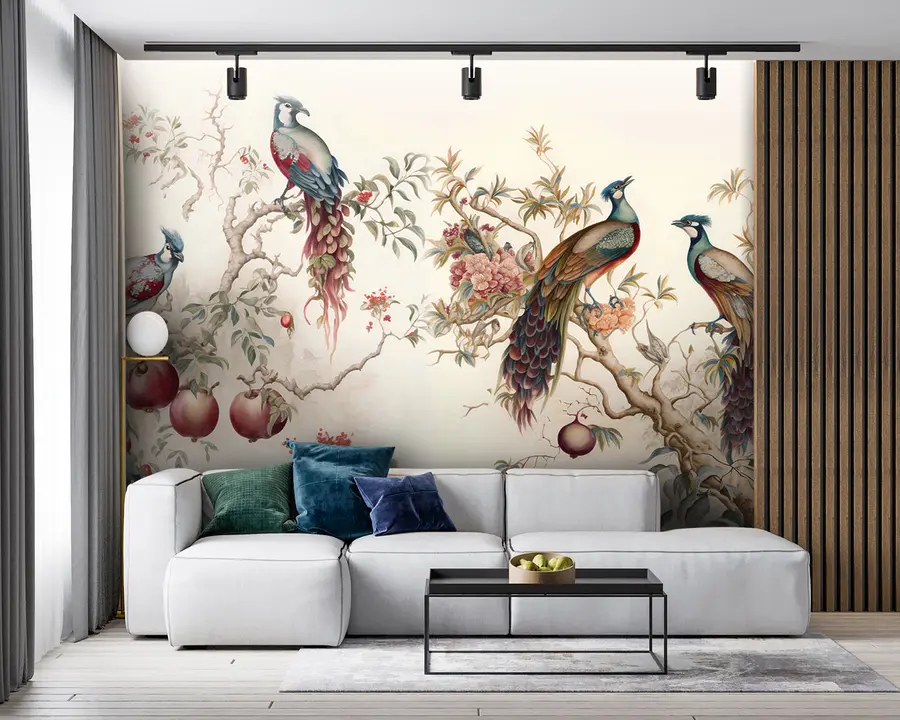 murales Pájaros en las ramas de un granado u95667