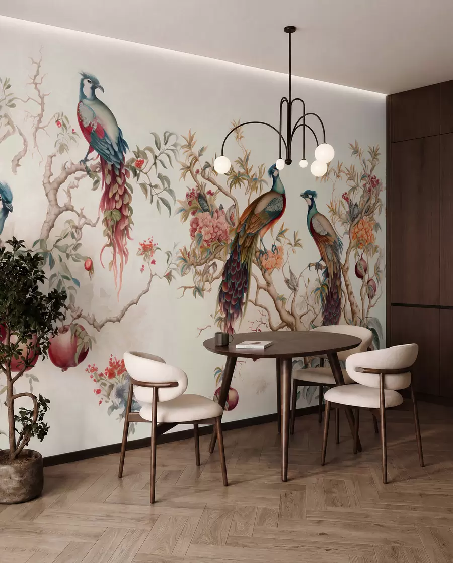 wall murals Birds on the branches of a pomegranate u95667