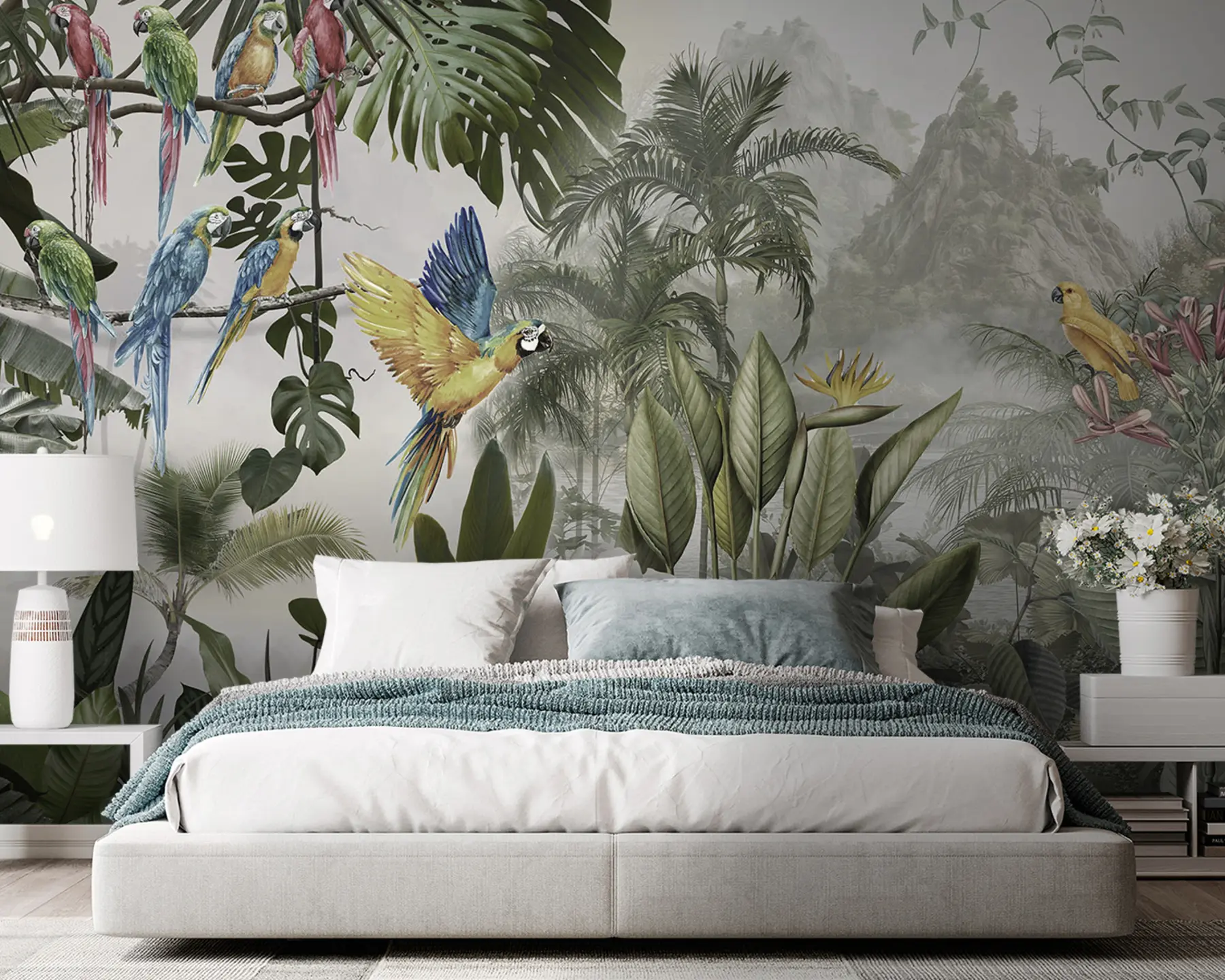 murales Loros en la selva tropical u95693