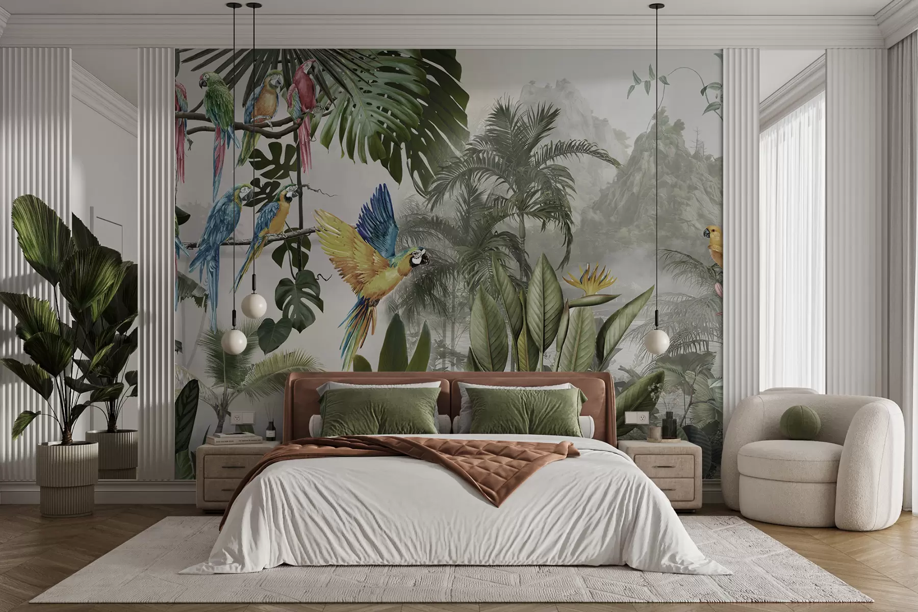 murales Loros en la selva tropical u95693