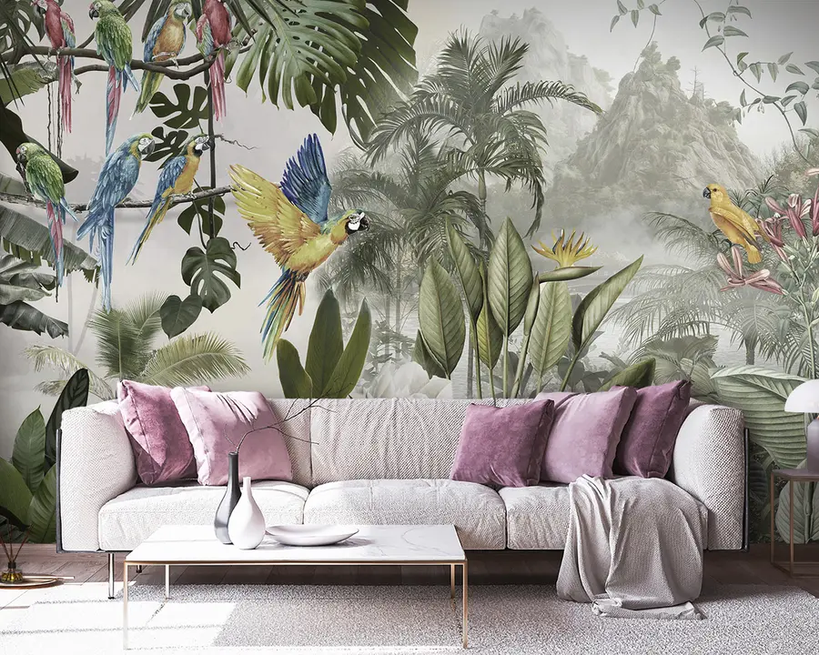 Wall Mural Photo Wallpaper Parrots in the rainforest u95693