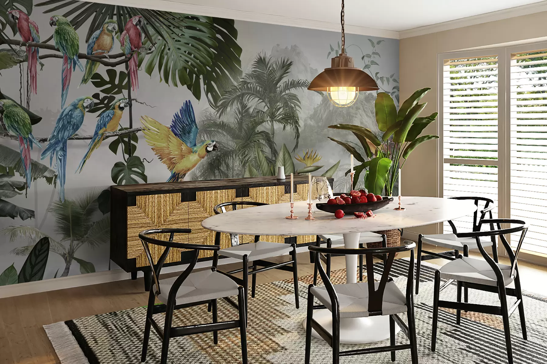 murales Loros en la selva tropical u95693