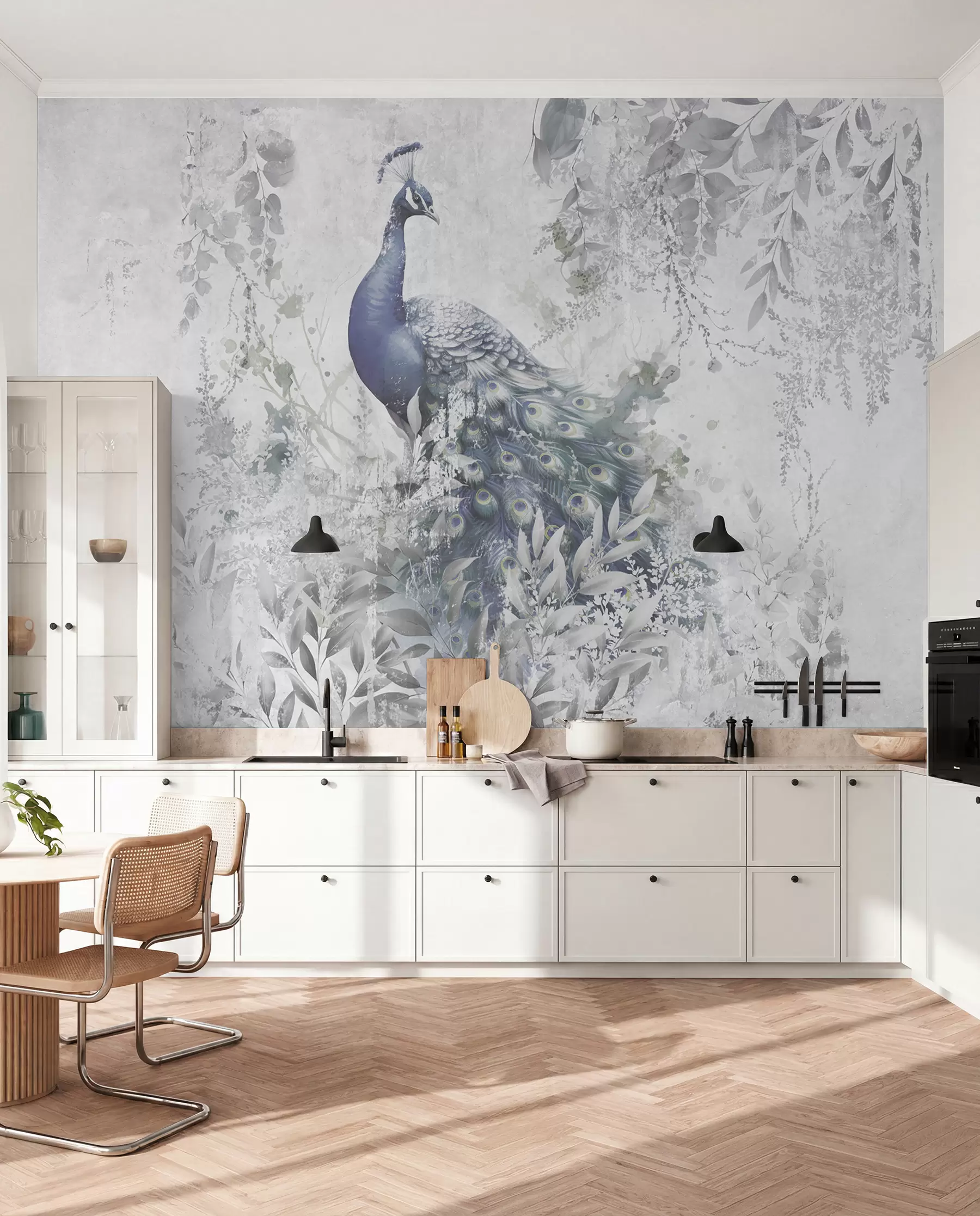 Wall Mural Photo Wallpaper Fragile peacock on grunge concrete background u96727