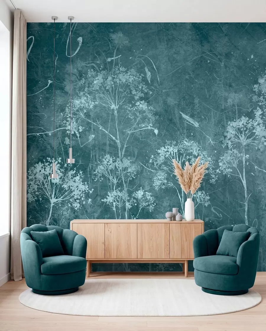 wall murals Wildflowers in grunge style u96551