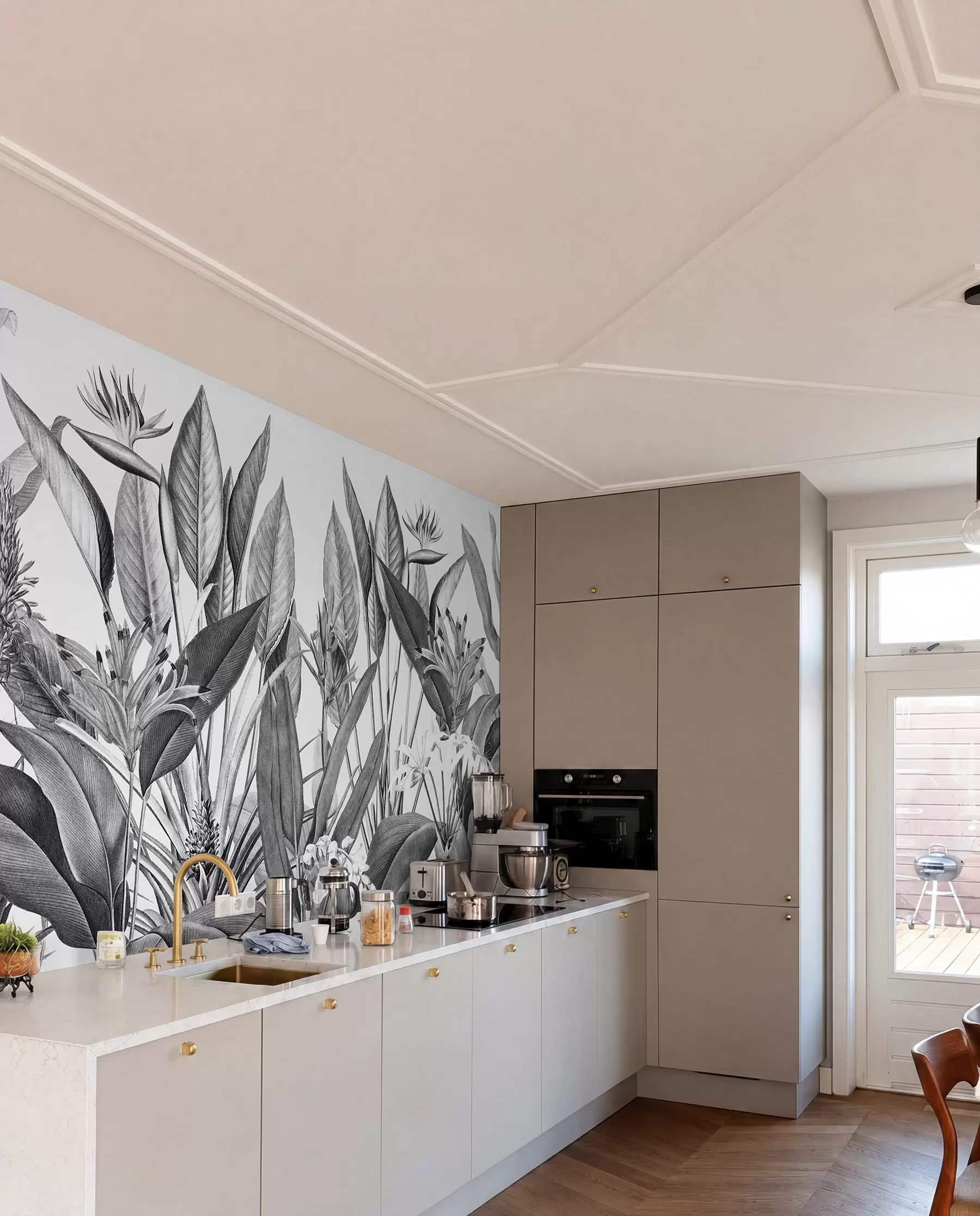murales Plantas de la jungla tropical en blanco y negro u96833