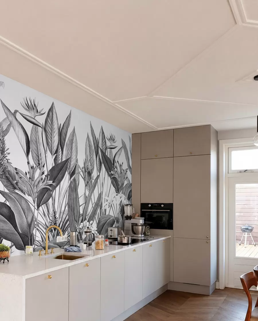 peintures murales Plantes de la jungle tropicale noir et blanc u96833