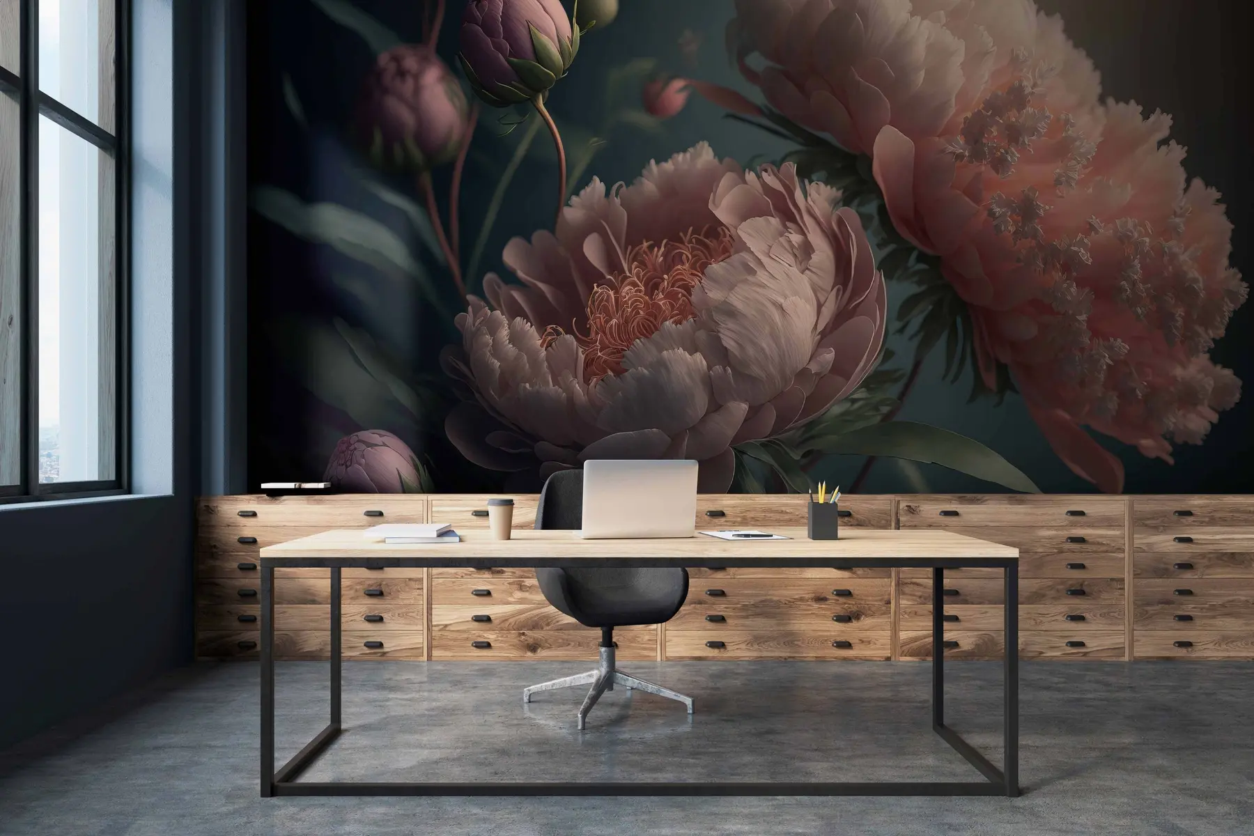 wall murals Twilight flowers u96633