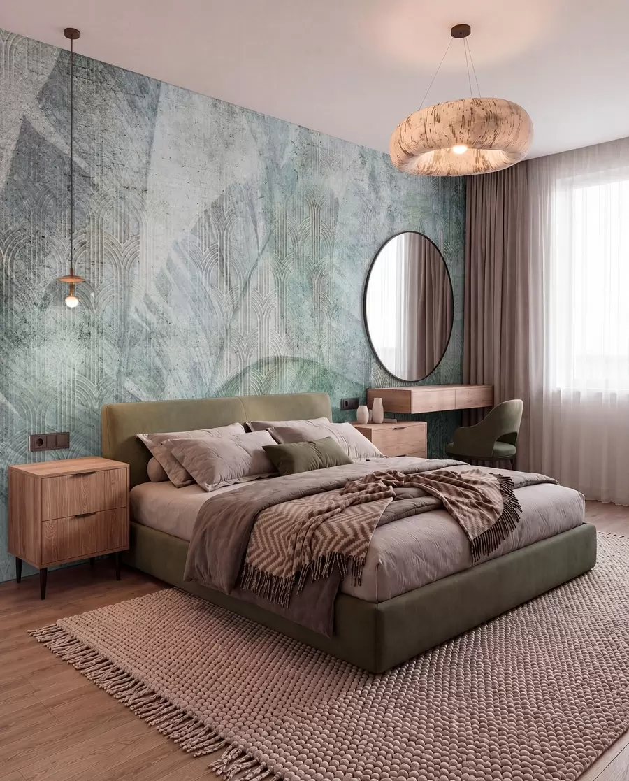 Wall Mural Photo Wallpaper Big green banana leaves and marble texture u96927