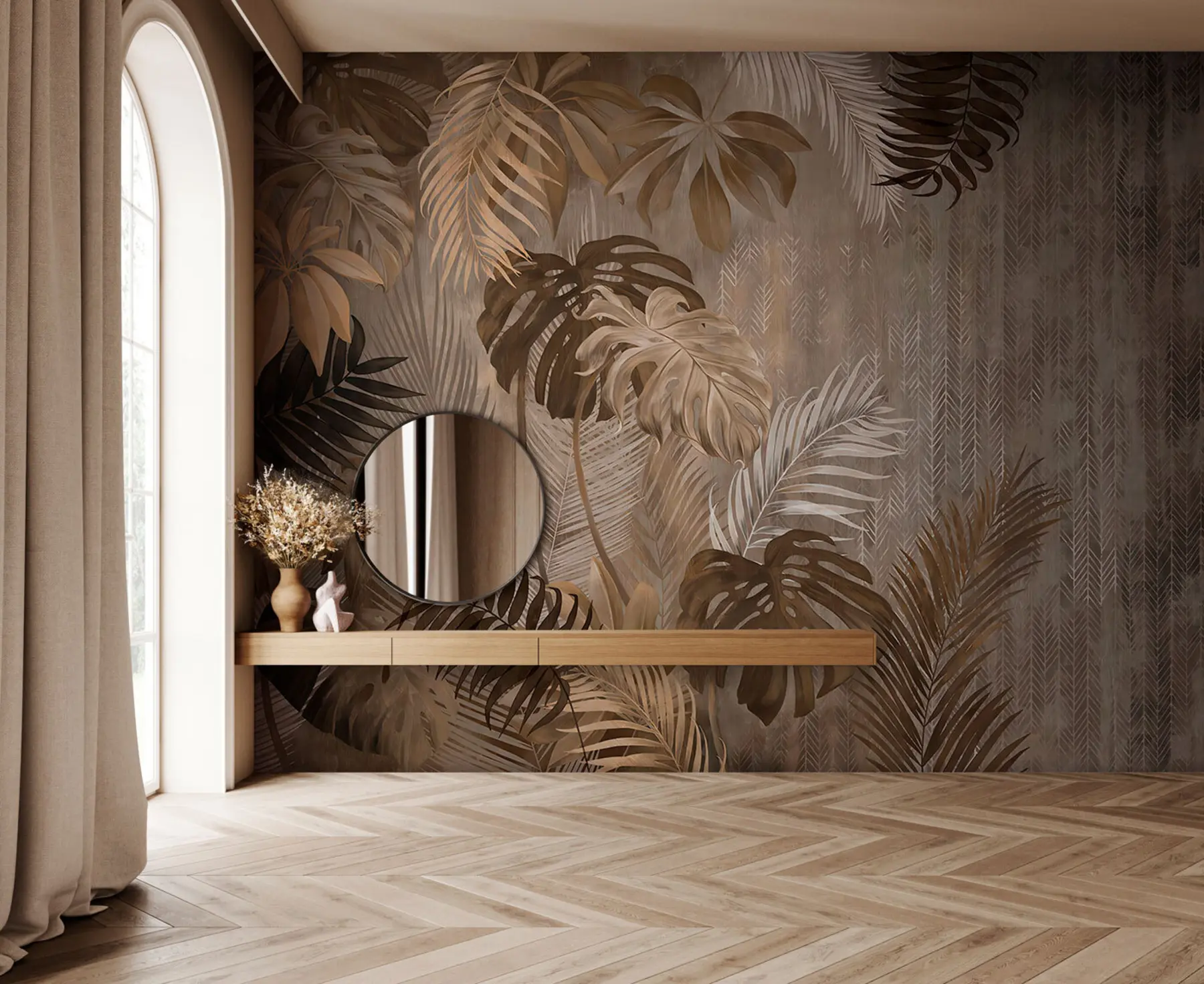 peintures murales Feuilles tropicales en style grunge u97012