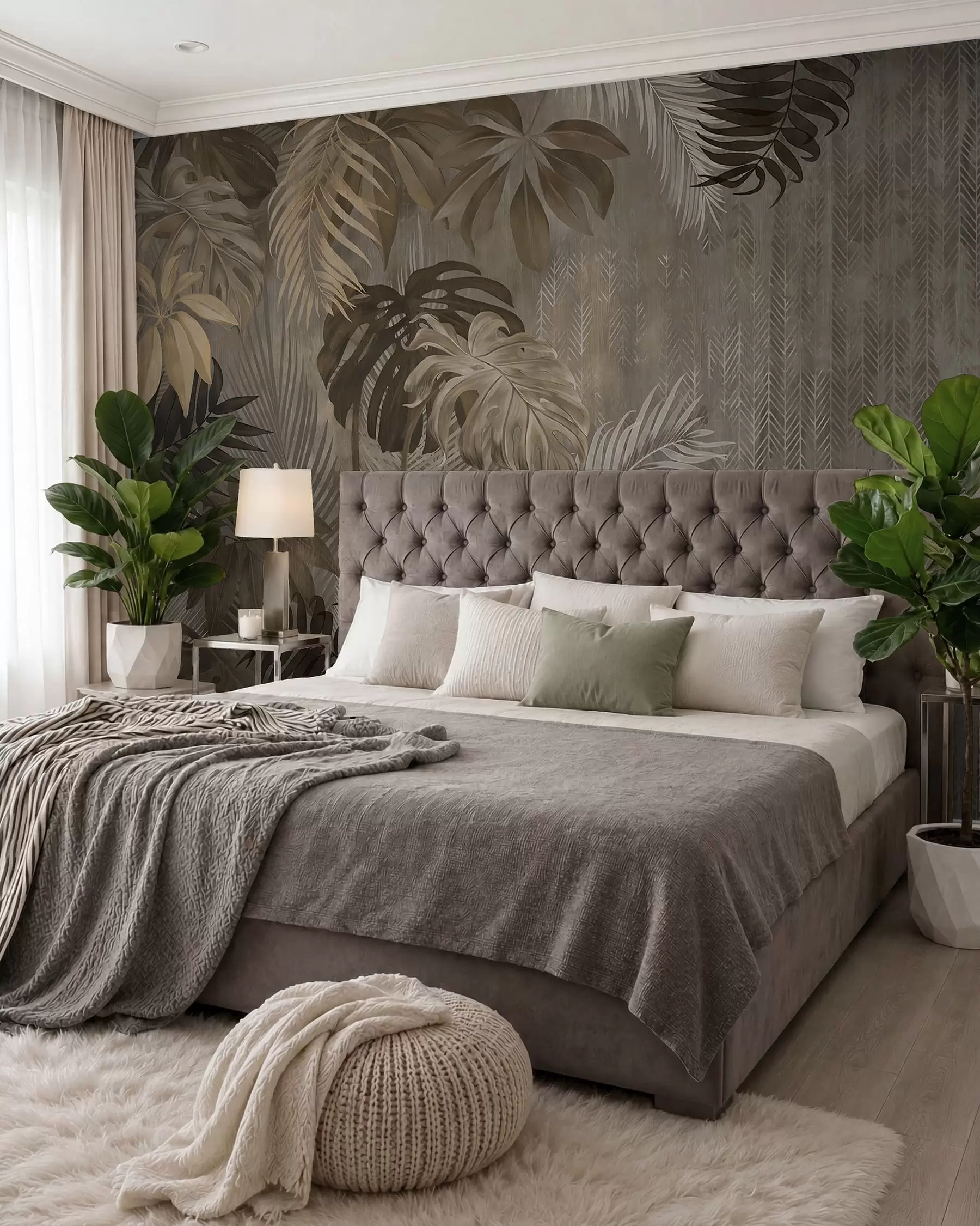 wall murals Tropical leaves in grunge style u97012