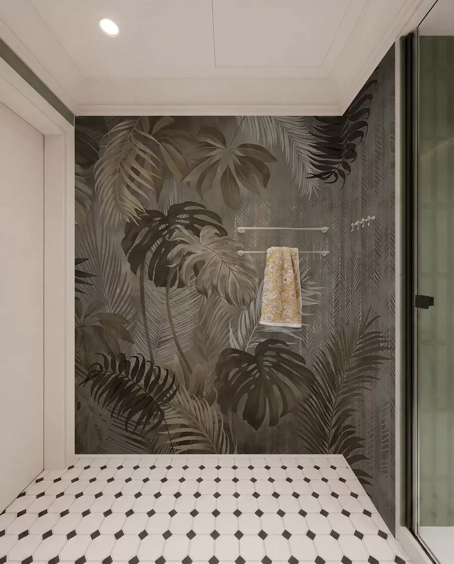 wall murals Tropical leaves in grunge style u97012
