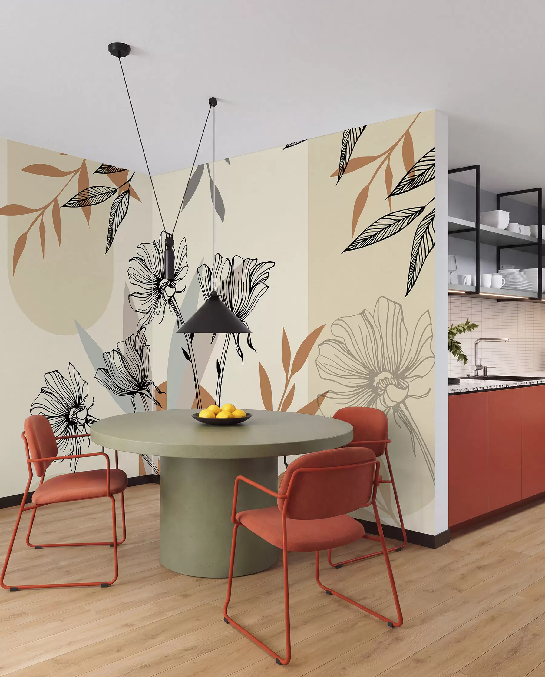 wall murals Popular trellises in the boho style with flowers u97028