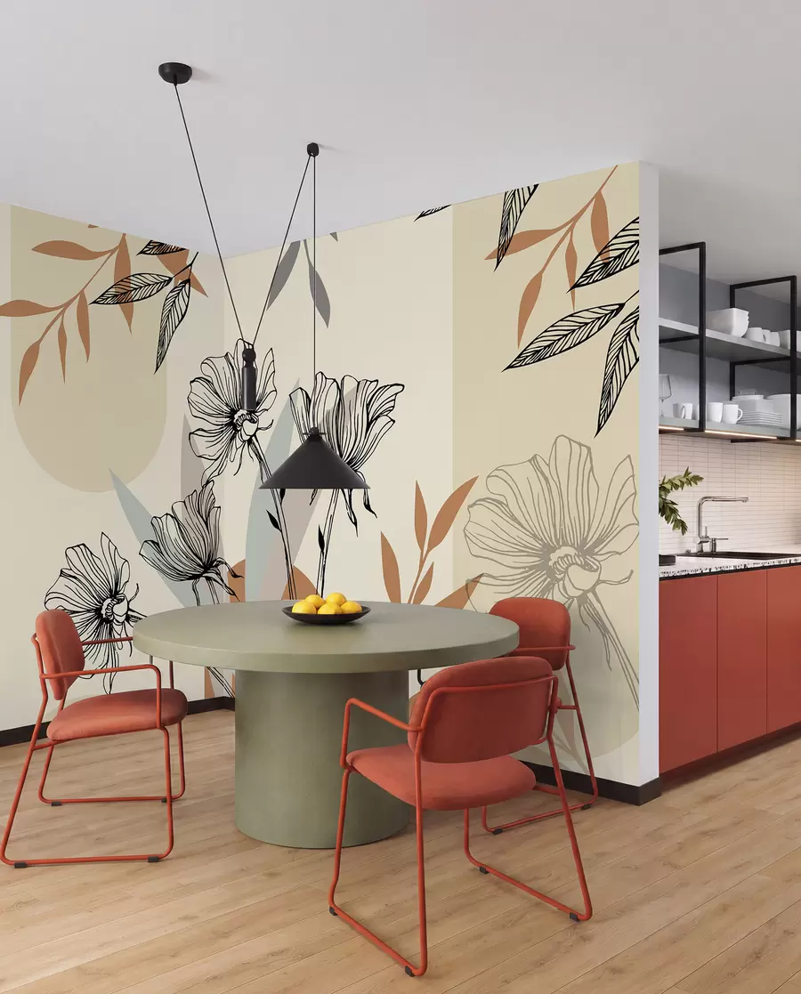 wall murals Popular trellises in the boho style with flowers u97028