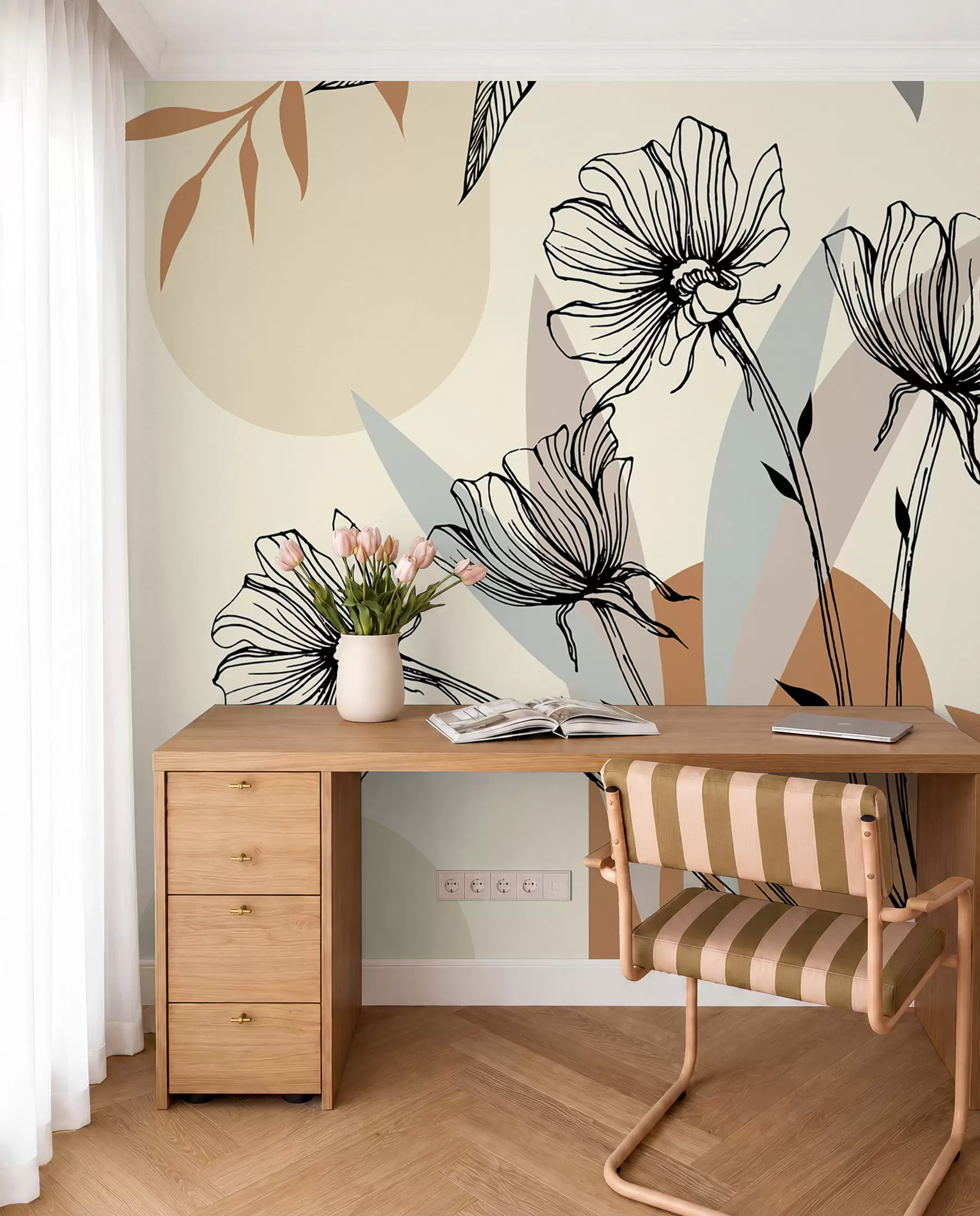 wall murals Popular trellises in the boho style with flowers u97028