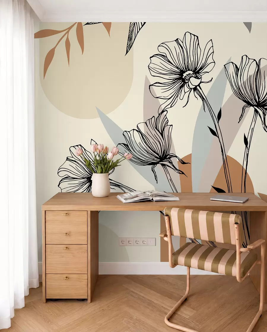wall murals Popular trellises in the boho style with flowers u97028