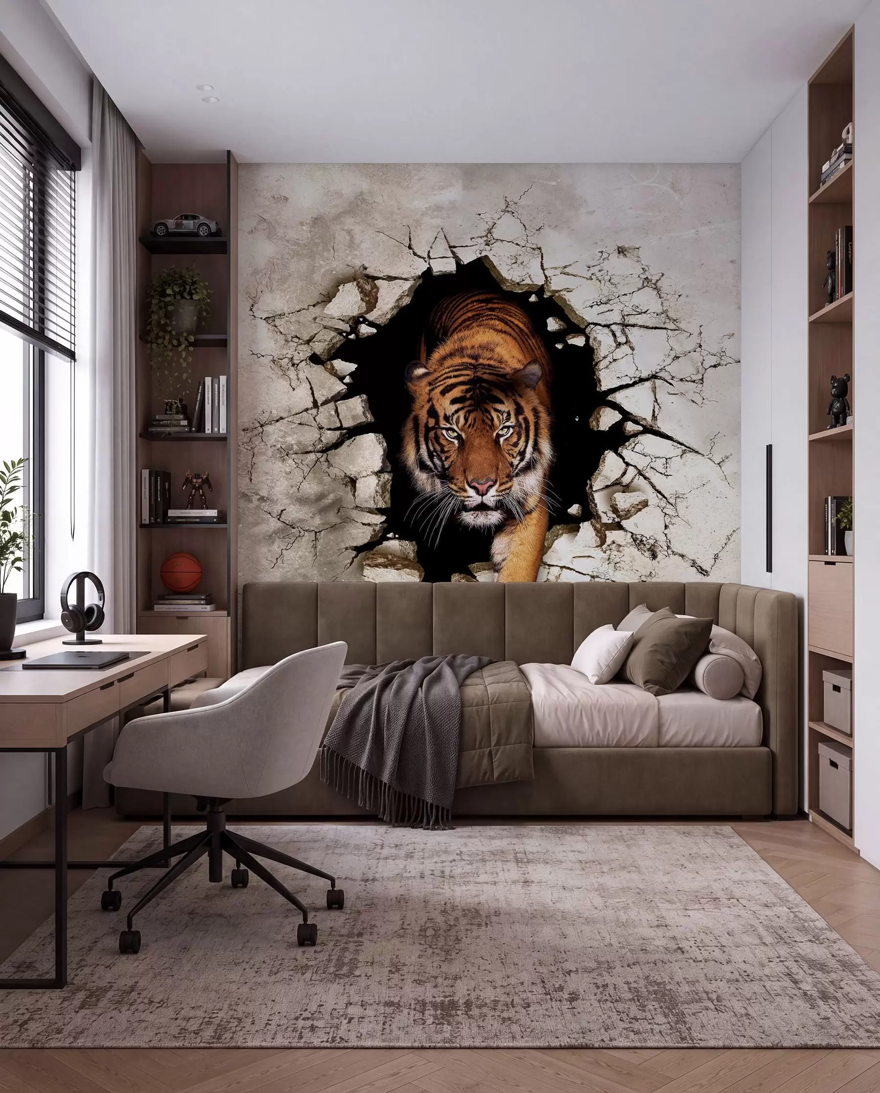Wall Mural Photo Wallpaper Tiger Breaking Through u97031