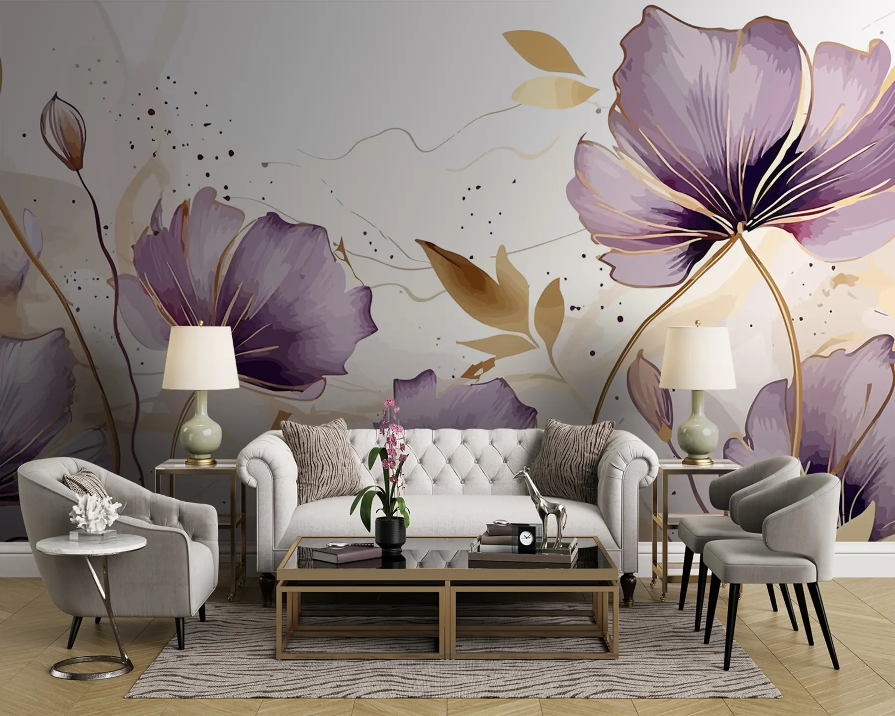 murais de parede flores lilases u96954