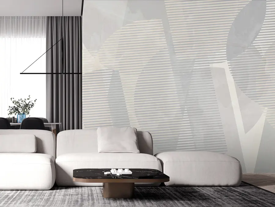 murales Abstracción geométrica sobre fondo de mármol en colores pastel u95373