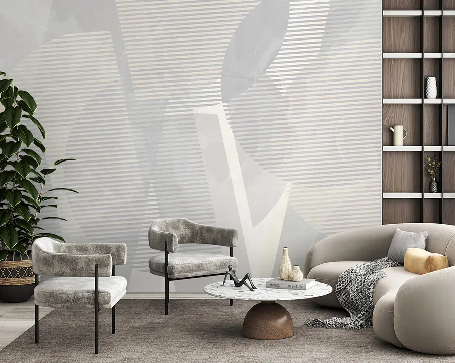 murales Abstracción geométrica sobre fondo de mármol en colores pastel u95373