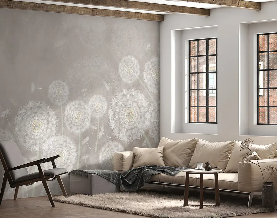 wall murals Dandelions on textured background u95374