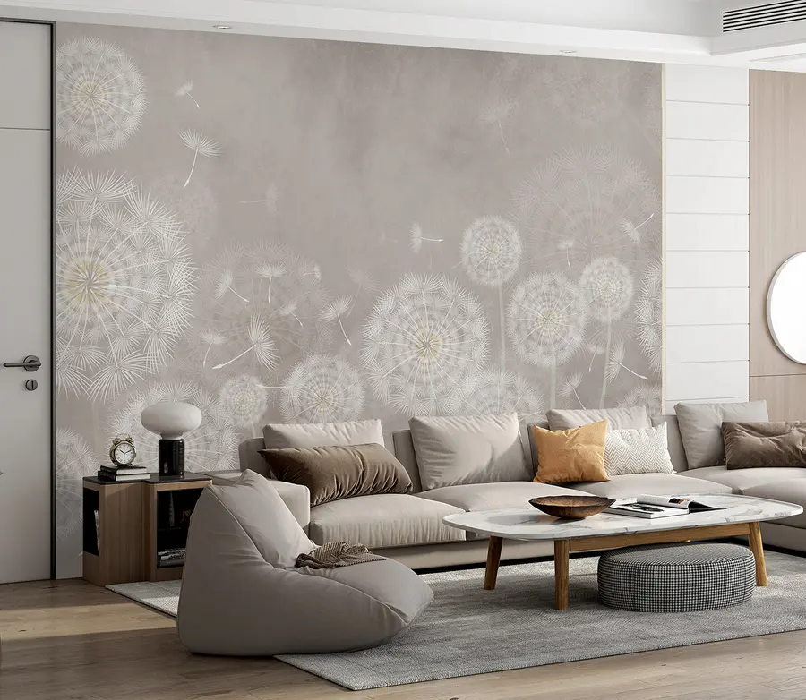 peintures murales Pissenlits sur fond texturé u95374